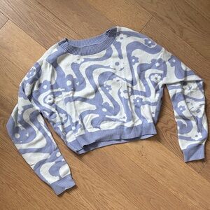Hollister Floral Patterned Purple and White Sweater